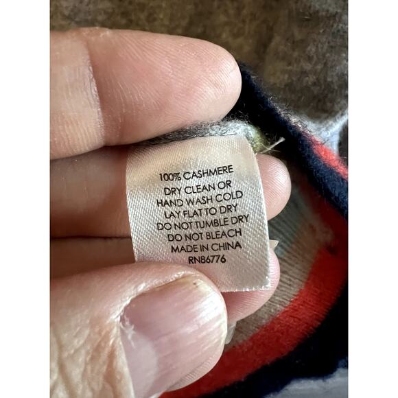 J. Society 100% Cashmere Sweater Sz medium Grey Preppy Stripped Crew Neck - Picture 3 of 7